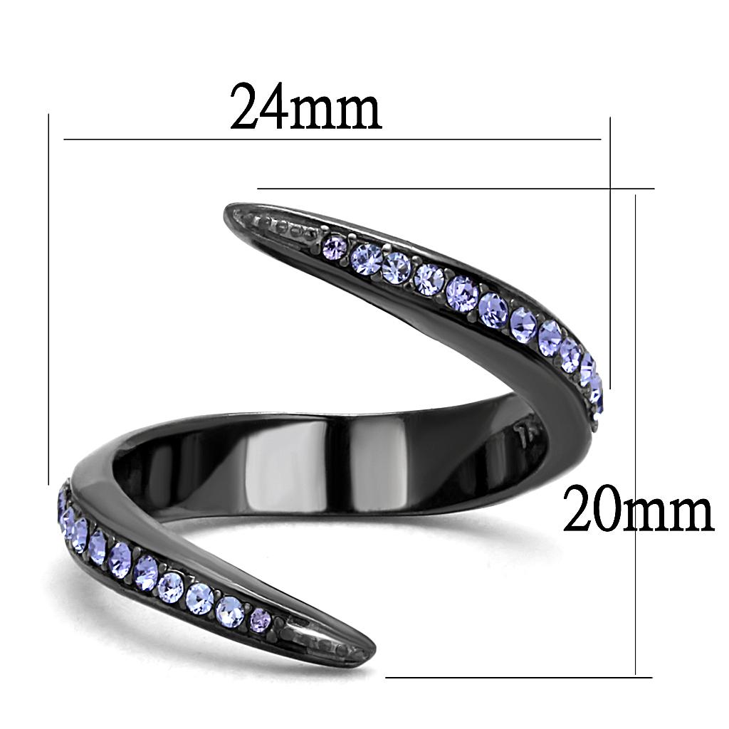 TK2732 - IP Light Black  (IP Gun) Stainless Steel Ring with Top Grade Crystal  in Tanzanite-1