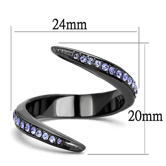 TK2732 - IP Light Black  (IP Gun) Stainless Steel Ring with Top Grade Crystal  in Tanzanite-1