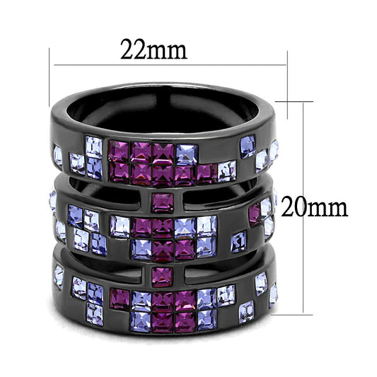 TK2734 - IP Light Black  (IP Gun) Stainless Steel Ring with Top Grade Crystal  in Multi Color-1