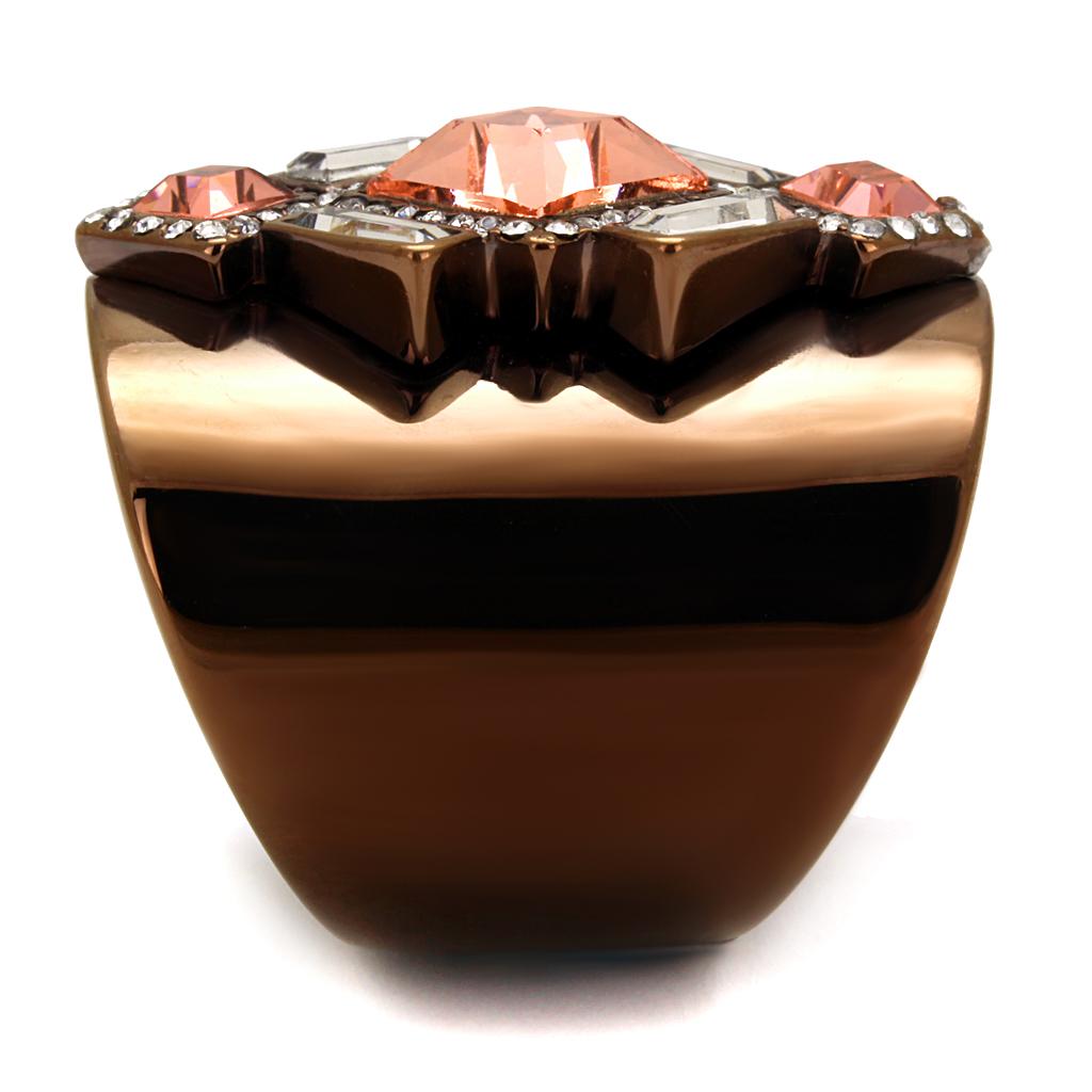 TK2735 - IP Coffee light Stainless Steel Ring with Top Grade Crystal  in Rose-3