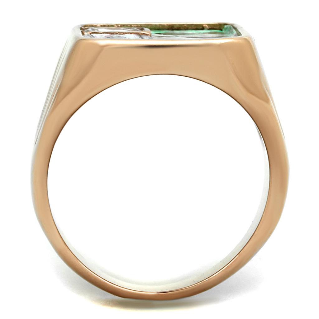 TK2737 - IP Rose Gold(Ion Plating) Stainless Steel Ring with Leather  in Multi Color-2