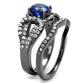 TK2740 - IP Light Black  (IP Gun) Stainless Steel Ring with Synthetic Spinel in London Blue-3