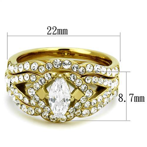 TK2743 - IP Gold(Ion Plating) Stainless Steel Ring with AAA Grade CZ  in Clear-1