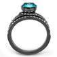 TK2744 - IP Light Black  (IP Gun) Stainless Steel Ring with Top Grade Crystal  in Blue Zircon-2