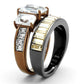 TK2747 - IP Light Black & IP Light coffee Stainless Steel Ring with AAA Grade CZ  in Clear-3