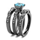 TK2748 - IP Light Black  (IP Gun) Stainless Steel Ring with AAA Grade CZ  in Sea Blue-3