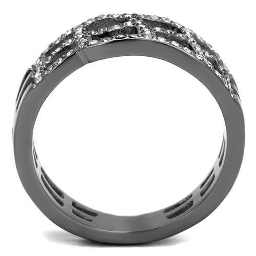 TK2753 - IP Light Black  (IP Gun) Stainless Steel Ring with Top Grade Crystal  in Black Diamond-2