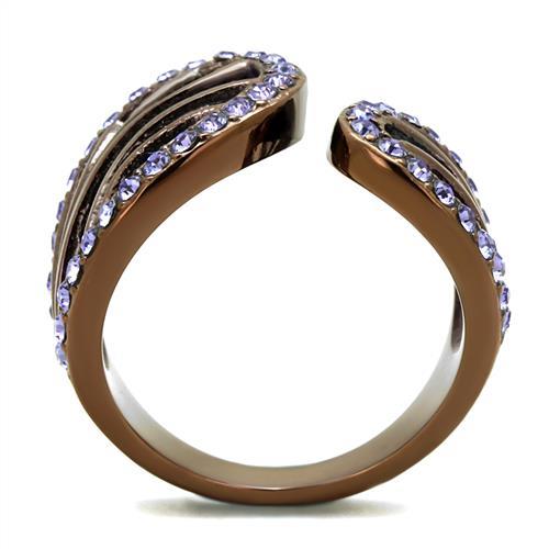 TK2755 - IP Coffee light Stainless Steel Ring with Top Grade Crystal  in Tanzanite-2