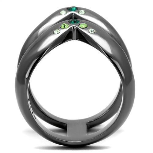 TK2757 - IP Light Black  (IP Gun) Stainless Steel Ring with Top Grade Crystal  in Multi Color-2