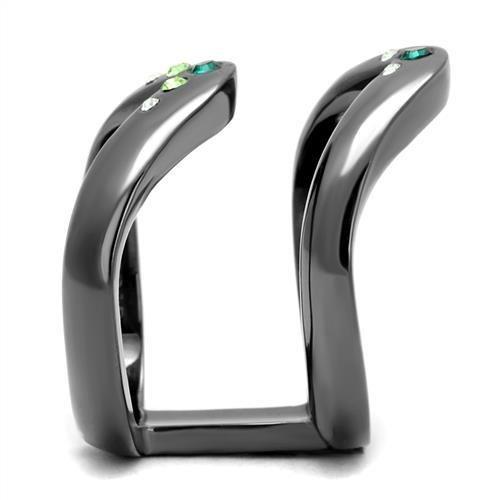 TK2757 - IP Light Black  (IP Gun) Stainless Steel Ring with Top Grade Crystal  in Multi Color-3