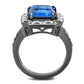 TK2758 - IP Light Black  (IP Gun) Stainless Steel Ring with Top Grade Crystal  in Capri Blue-2