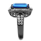 TK2758 - IP Light Black  (IP Gun) Stainless Steel Ring with Top Grade Crystal  in Capri Blue-3