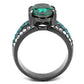 TK2759 - IP Light Black  (IP Gun) Stainless Steel Ring with Top Grade Crystal  in Emerald-2