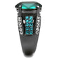 TK2759 - IP Light Black  (IP Gun) Stainless Steel Ring with Top Grade Crystal  in Emerald-3