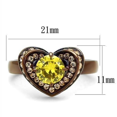 TK2762 - IP Coffee light Stainless Steel Ring with AAA Grade CZ  in Topaz-1