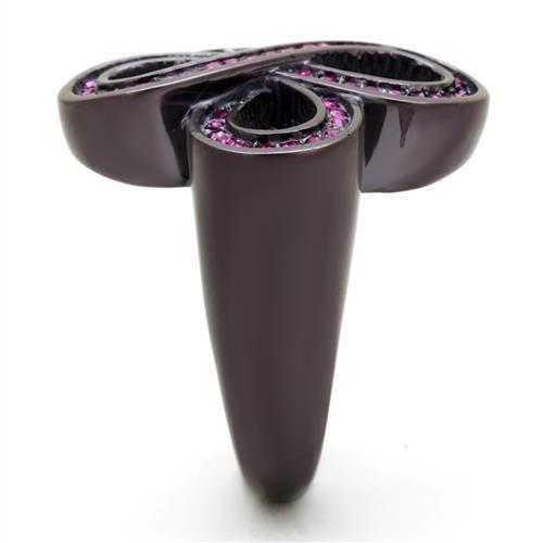 TK2763 - IP Dark Brown (IP coffee) Stainless Steel Ring with Top Grade Crystal  in Fuchsia-3
