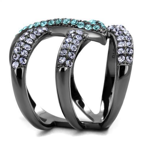 TK2766 - IP Light Black  (IP Gun) Stainless Steel Ring with Top Grade Crystal  in Multi Color-3