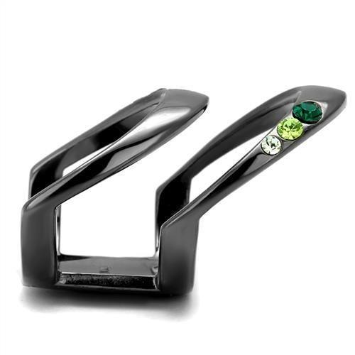 TK2768 - IP Light Black  (IP Gun) Stainless Steel Ring with Top Grade Crystal  in Multi Color-3