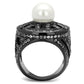 TK2771 - IP Light Black  (IP Gun) Stainless Steel Ring with Synthetic Pearl in White-2