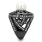 TK2771 - IP Light Black  (IP Gun) Stainless Steel Ring with Synthetic Pearl in White-3