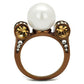 TK2774 - IP Coffee light Stainless Steel Ring with Synthetic Pearl in White-2