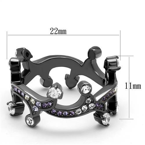 TK2780 - IP Light Black  (IP Gun) Stainless Steel Ring with AAA Grade CZ  in Clear-1