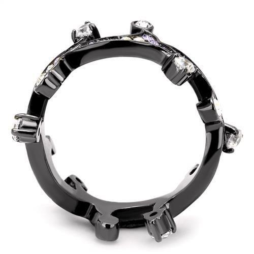 TK2780 - IP Light Black  (IP Gun) Stainless Steel Ring with AAA Grade CZ  in Clear-2