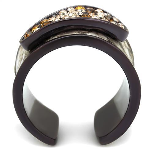 TK2781 - IP Dark Brown (IP coffee) Stainless Steel Ring with Top Grade Crystal  in Multi Color-2