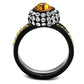 TK2783 - Two-Tone IP Black (Ion Plating) Stainless Steel Ring with Top Grade Crystal  in Topaz-2