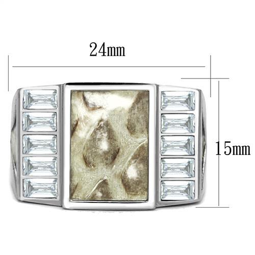 TK2784 - No Plating Stainless Steel Ring with AAA Grade CZ  in Clear-1