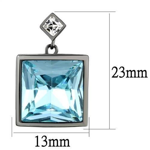 TK2788 - IP Light Black  (IP Gun) Stainless Steel Earrings with Top Grade Crystal  in Sea Blue-1