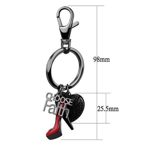 TK2795 - IP Light Black  (IP Gun) Stainless Steel Key Ring with Top Grade Crystal  in Jet-1
