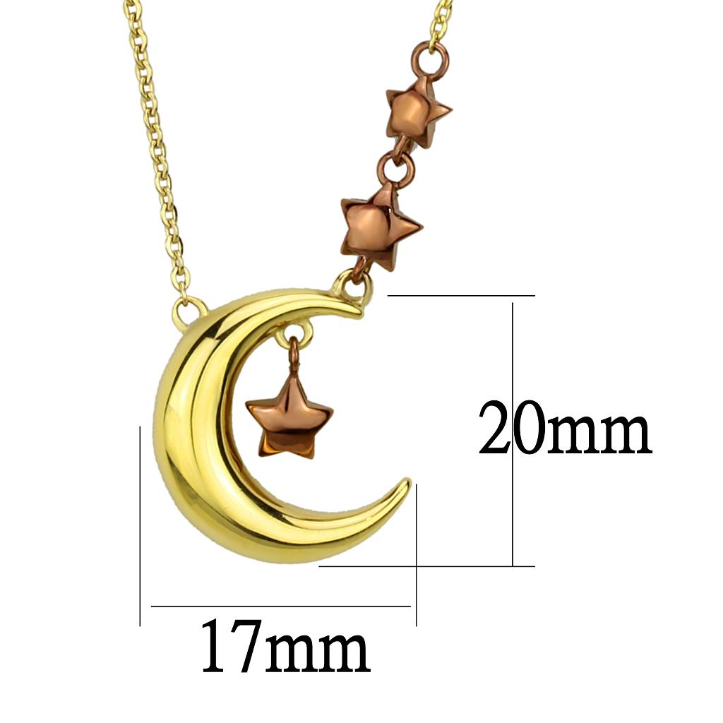 TK2796 - IP Gold & IP Light Brown (IP Light coffee) Stainless Steel Necklace with No Stone-1