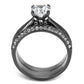 TK2797 - IP Light Black  (IP Gun) Stainless Steel Ring with AAA Grade CZ  in Clear-2