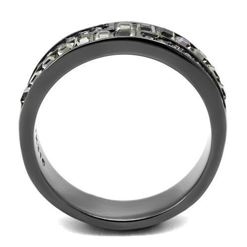 TK2799 - IP Light Black  (IP Gun) Stainless Steel Ring with Top Grade Crystal  in Black Diamond-2
