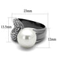 TK2800 - IP Light Black  (IP Gun) Stainless Steel Ring with Synthetic Pearl in White-1