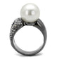 TK2800 - IP Light Black  (IP Gun) Stainless Steel Ring with Synthetic Pearl in White-2