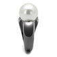 TK2800 - IP Light Black  (IP Gun) Stainless Steel Ring with Synthetic Pearl in White-4