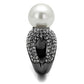 TK2800 - IP Light Black  (IP Gun) Stainless Steel Ring with Synthetic Pearl in White-3