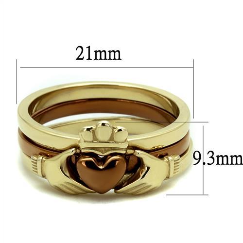TK2801 - IP Gold & IP Light Brown (IP Light coffee) Stainless Steel Ring with No Stone-1