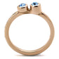 TK2807 - IP Rose Gold(Ion Plating) Stainless Steel Ring with Top Grade Crystal  in Sea Blue-2