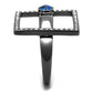 TK2808 - IP Light Black  (IP Gun) Stainless Steel Ring with Top Grade Crystal  in Capri Blue-3