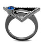 TK2810 - IP Light Black  (IP Gun) Stainless Steel Ring with Top Grade Crystal  in Capri Blue-2