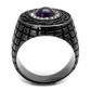 TK2813 - IP Light Black  (IP Gun) Stainless Steel Ring with Semi-Precious Amethyst Crystal in Amethyst-2