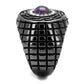 TK2813 - IP Light Black  (IP Gun) Stainless Steel Ring with Semi-Precious Amethyst Crystal in Amethyst-3