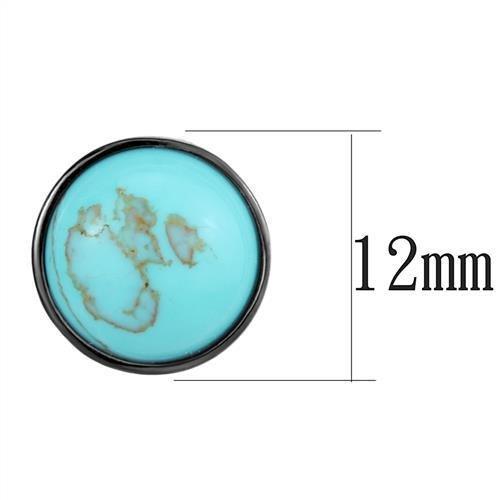TK2819 - IP Light Black  (IP Gun) Stainless Steel Earrings with Synthetic Turquoise in Sea Blue-1