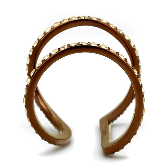 TK2828 - IP Coffee light Stainless Steel Ring with Top Grade Crystal  in Light Peach-1