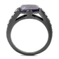 TK2832 - IP Light Black  (IP Gun) Stainless Steel Ring with Precious Stone Amethyst Crystal in Amethyst-2