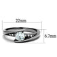 TK2833 - High polished (no plating) Stainless Steel Ring with AAA Grade CZ  in Clear-1