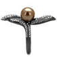 TK2834 - IP Light Black  (IP Gun) Stainless Steel Ring with Synthetic Pearl in Brown-3